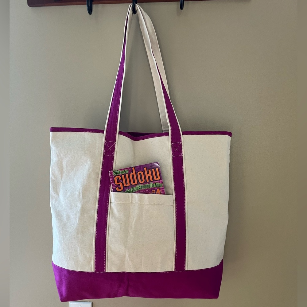 Stylish Natural and Purple Tote Bag. NEW
